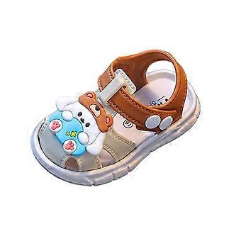 Mädchen- und Jungensandalen, Sommer, niedliches Cartoon-Motiv, geschlossene Zehenpartie, nicht weiche Sohle, erste Lauflernschuhe, vielseitige Partysandalen für Mädchen, Beige, 9-12 Monate