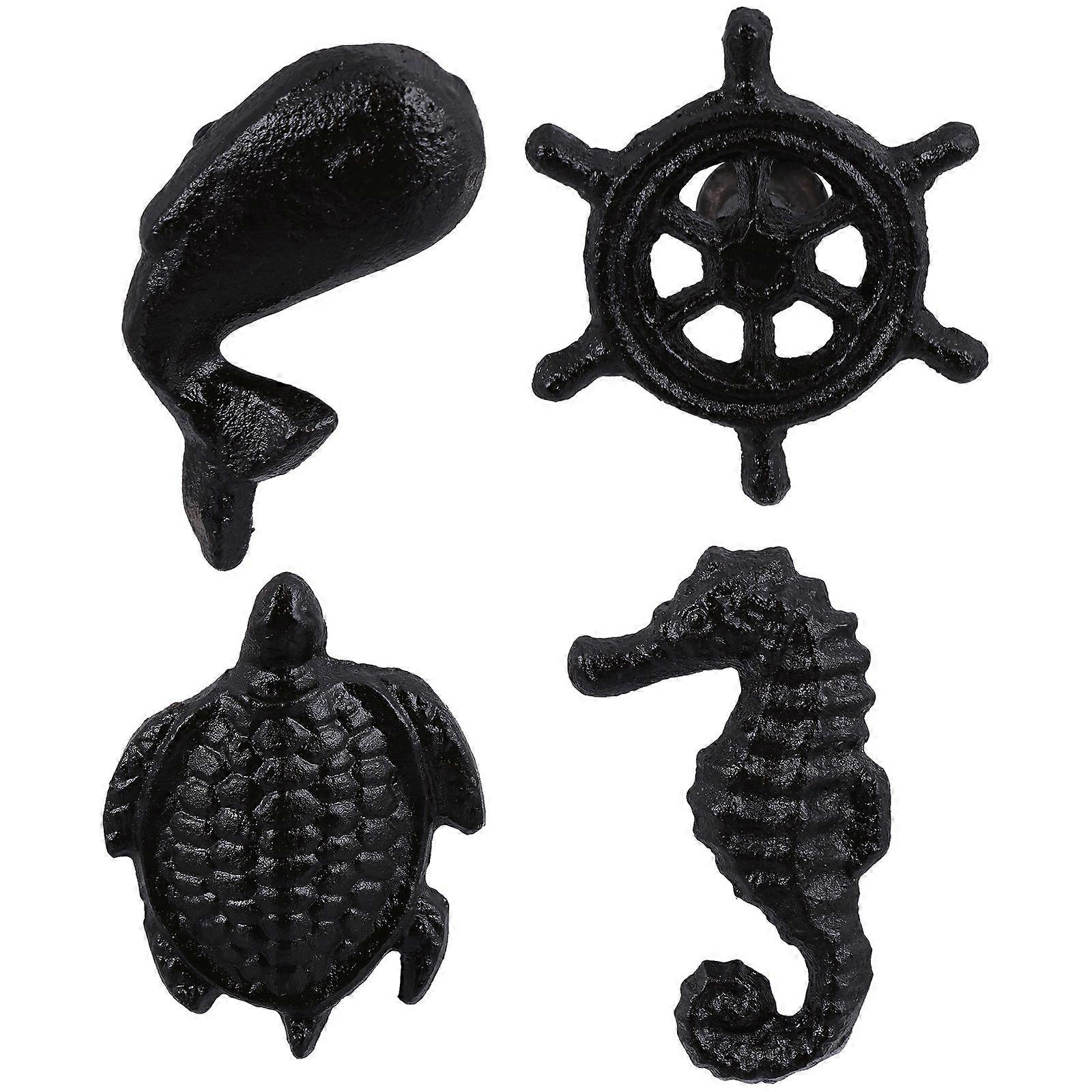 4pcs Iron Art Door Knobs Cabinet Drawer Cupboard Pull Handles Ocean Style Knobs