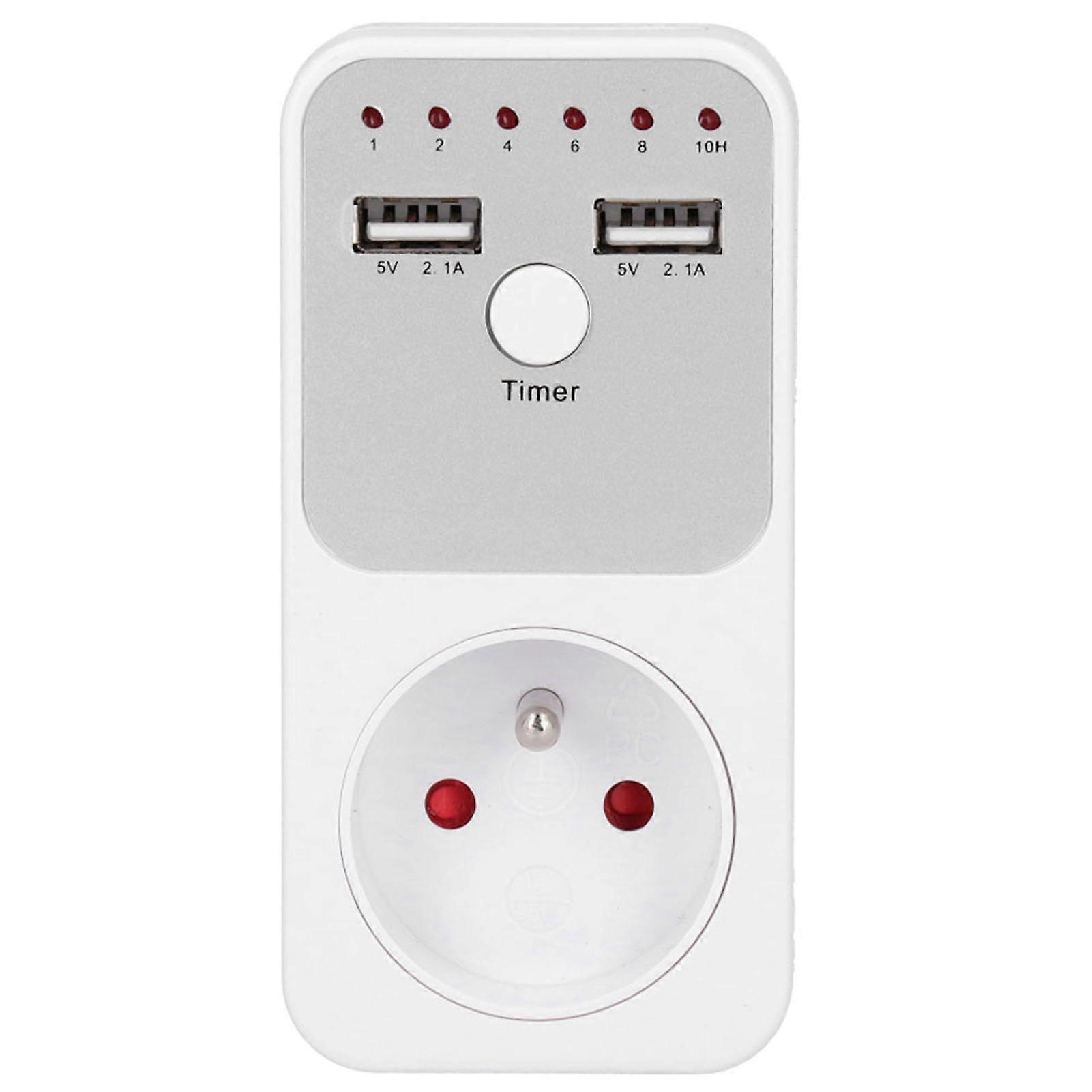 USB Digital Countdown Timer Socket for Computer and Phone Charger, Smart Power Control Outlet with Precise Timing Function