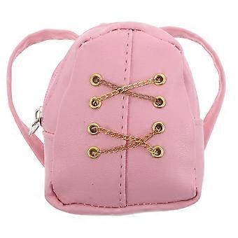 Mochila rosa com zíper para boneca, bolsa de tecido para acessórios de boneca e decoração.