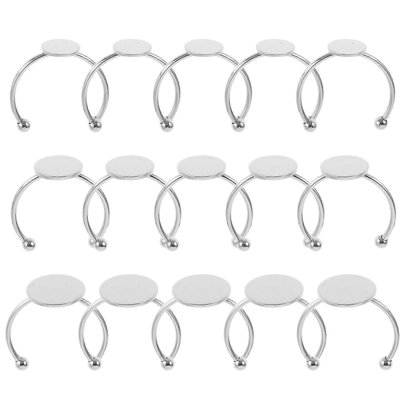 Silver Blank Core Ring Adjustable Flat Ring Base 30Pcs for DIY Crafts