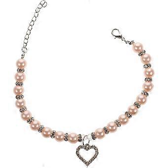 Crystal Heart Pet Necklace for Pet Wearing Size M Pink Accessory