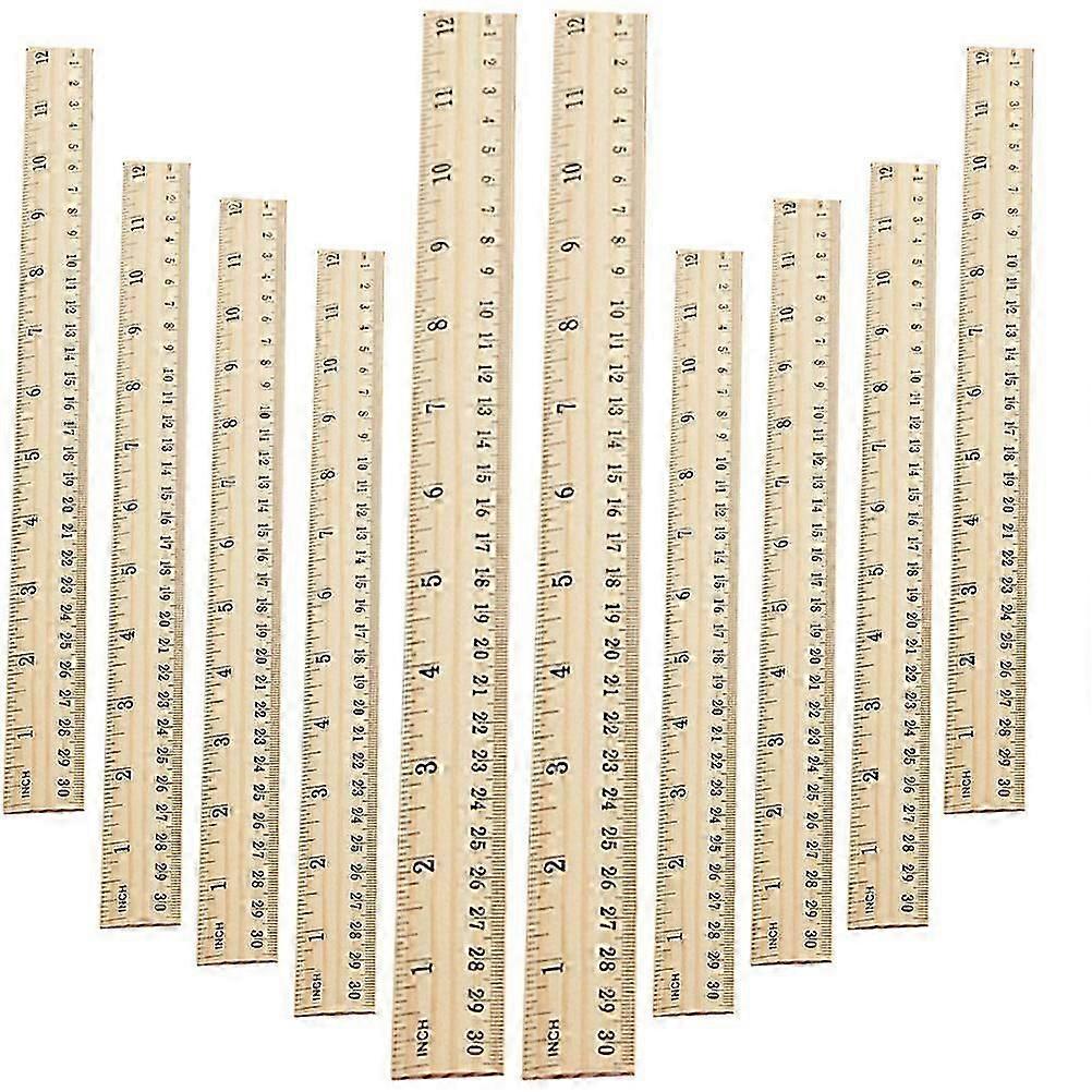 Wooden Rulers Multi-Function Straight Measuring Tools 20Pcs