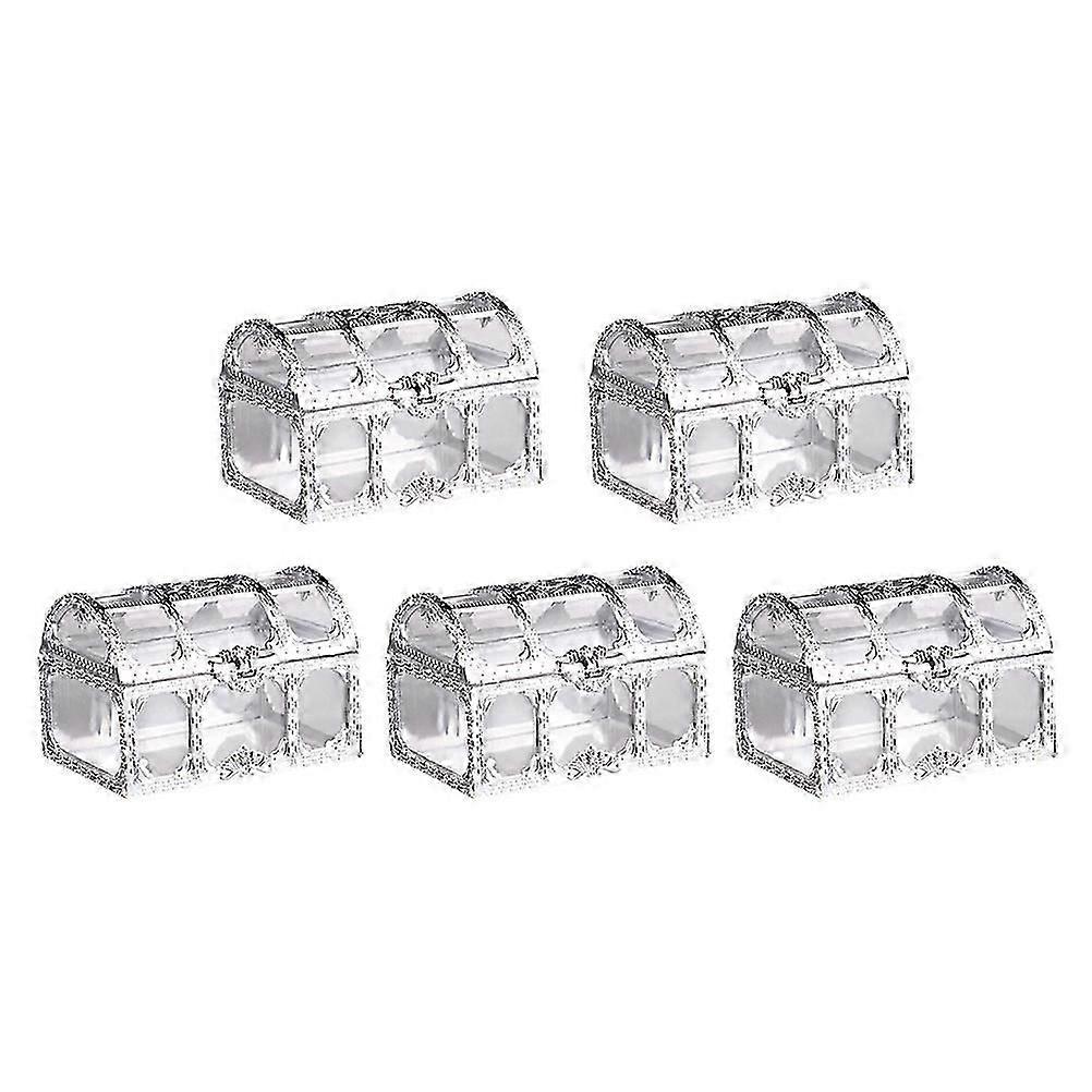 Candy Boxes Wedding Candy Wrapping Box for Storage Use 5Pcs Silver