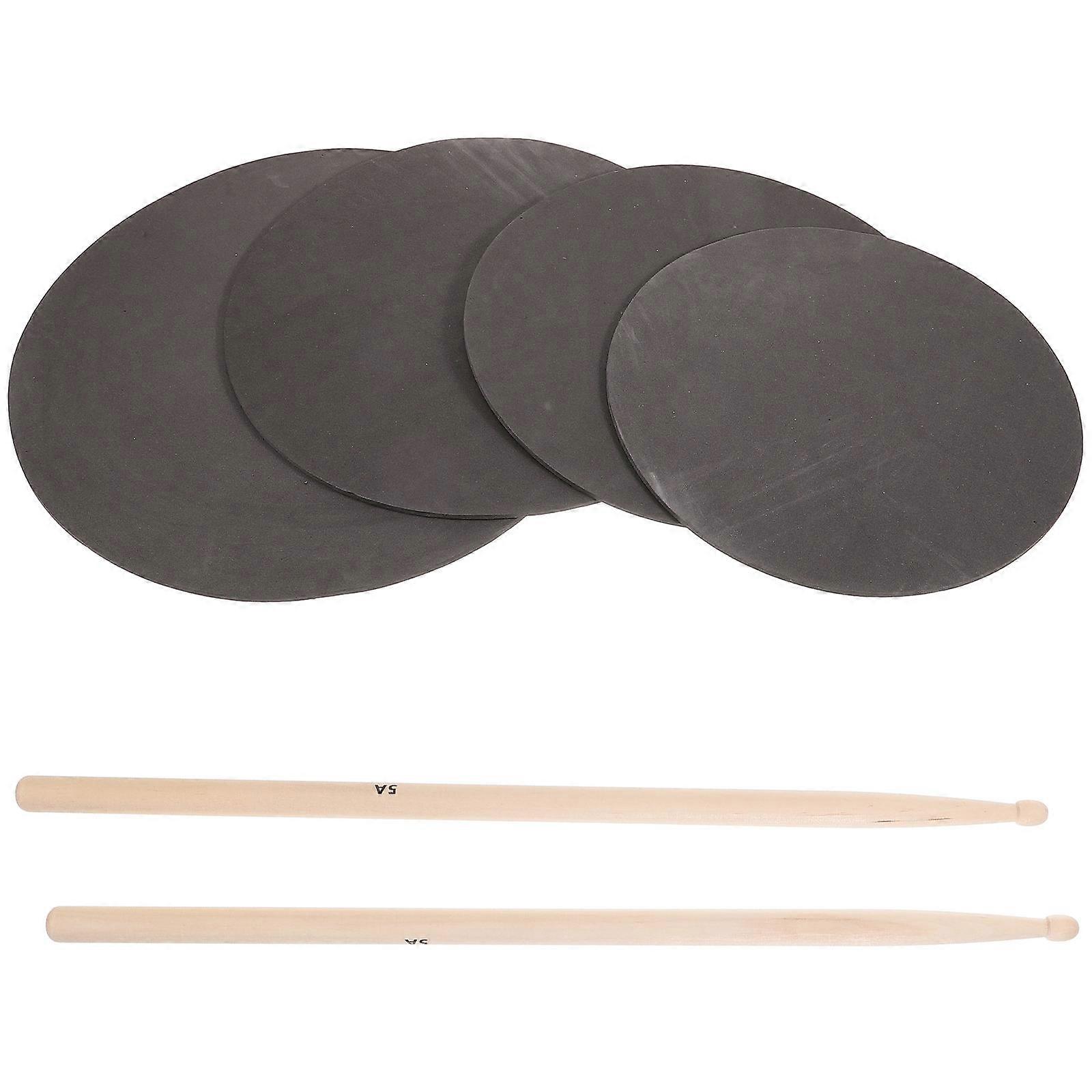 Black Drum Pad Practice Kit with Mallets for Drum 1Set Included