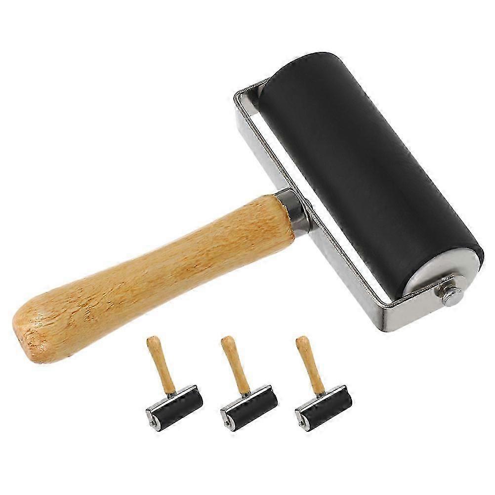 Black Roller Printmaking Tool for Ink Application 4Pcs Kit