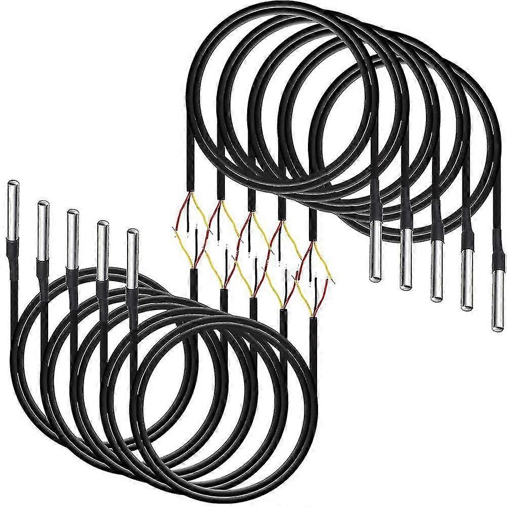 10pcs Waterproof Ds18b20 Temperature Sensor, Digital Temperature Thermal Cable Temperature (-55- +