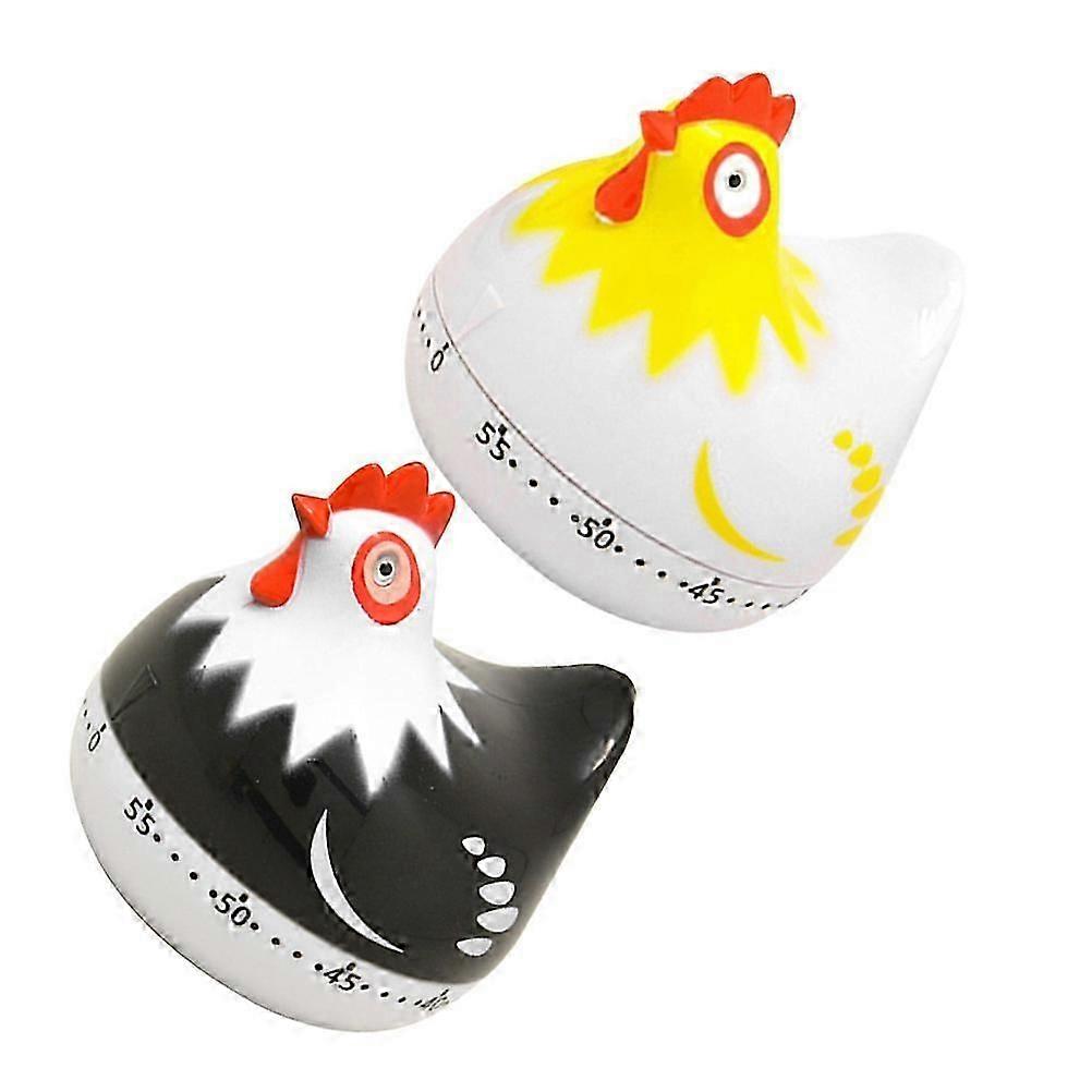 Plastic Hen Shape Timer 2Pcs Assorted Color Child Time Control for Home Kitchen Baking