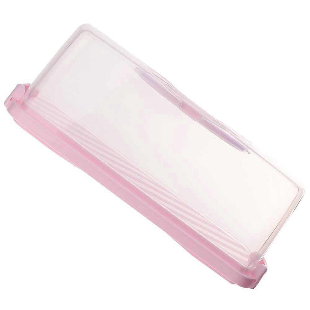 Cake Carrying Box for Storage Transparent Rectangular Pink with Handle