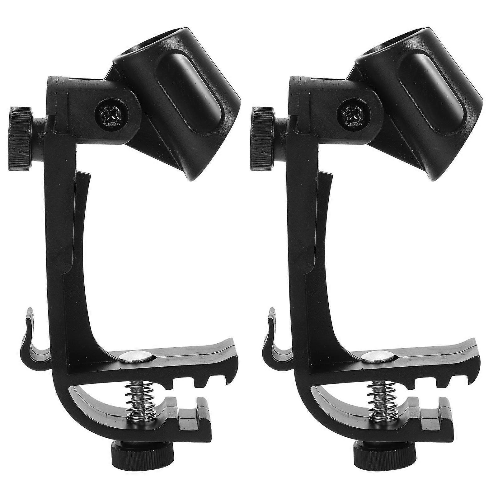 Adjustable Drum Microphone Clip for Microphone Use 2Pcs Black Metal