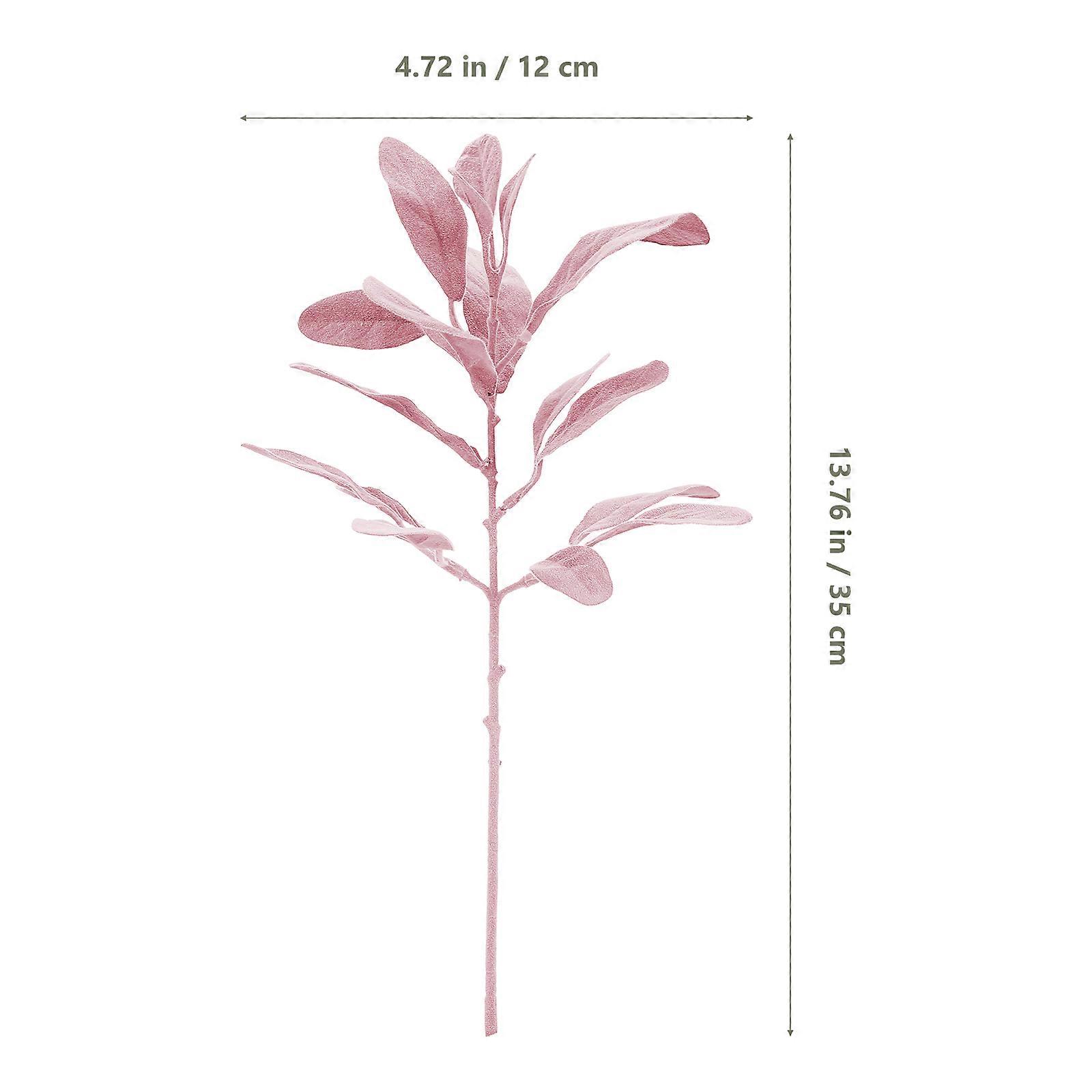 Pink Flocking Leaf Artificial Leaf for Decoration Use 5Pcs Cloth Material