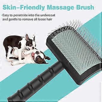(Zwart 25mm) Grote stevige gladde borstel voor honden - extra lange pin slickerborstel voor grote honden, huisdierenverzorging, draadborstel en deshedding - verwijdert lange en