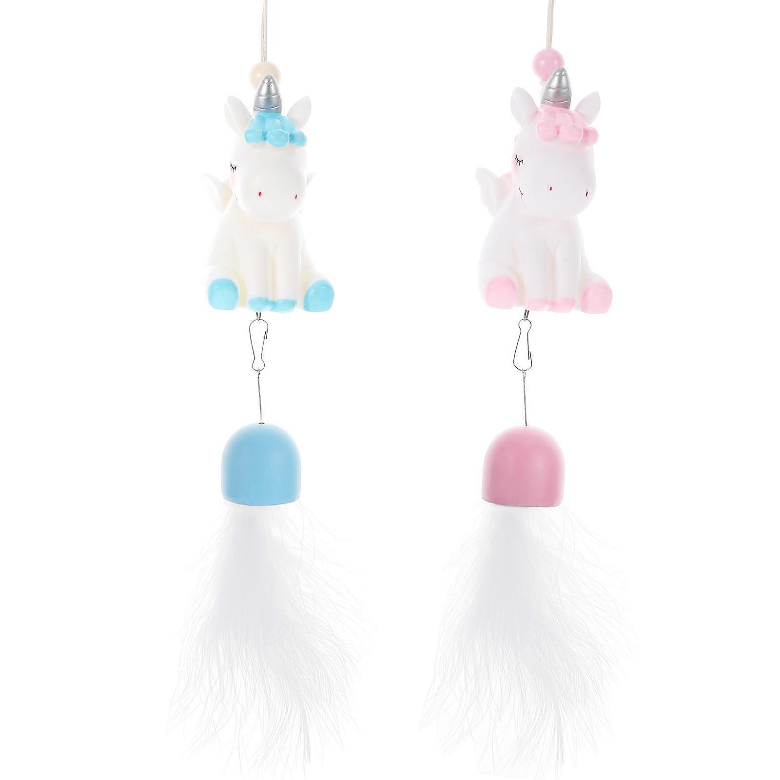 Unicorn Hanging Decor with Wind Bell Function 2Pcs Resin Material Included