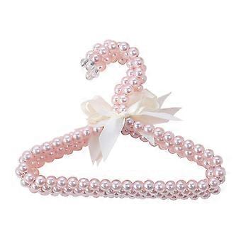 4pcs Children Kids Faux Pearl Beaded Clothes Hangers with Ribbon Bowknot,Handmade hanger puppy cat clothes pearl hanger high quality wrought iron pear