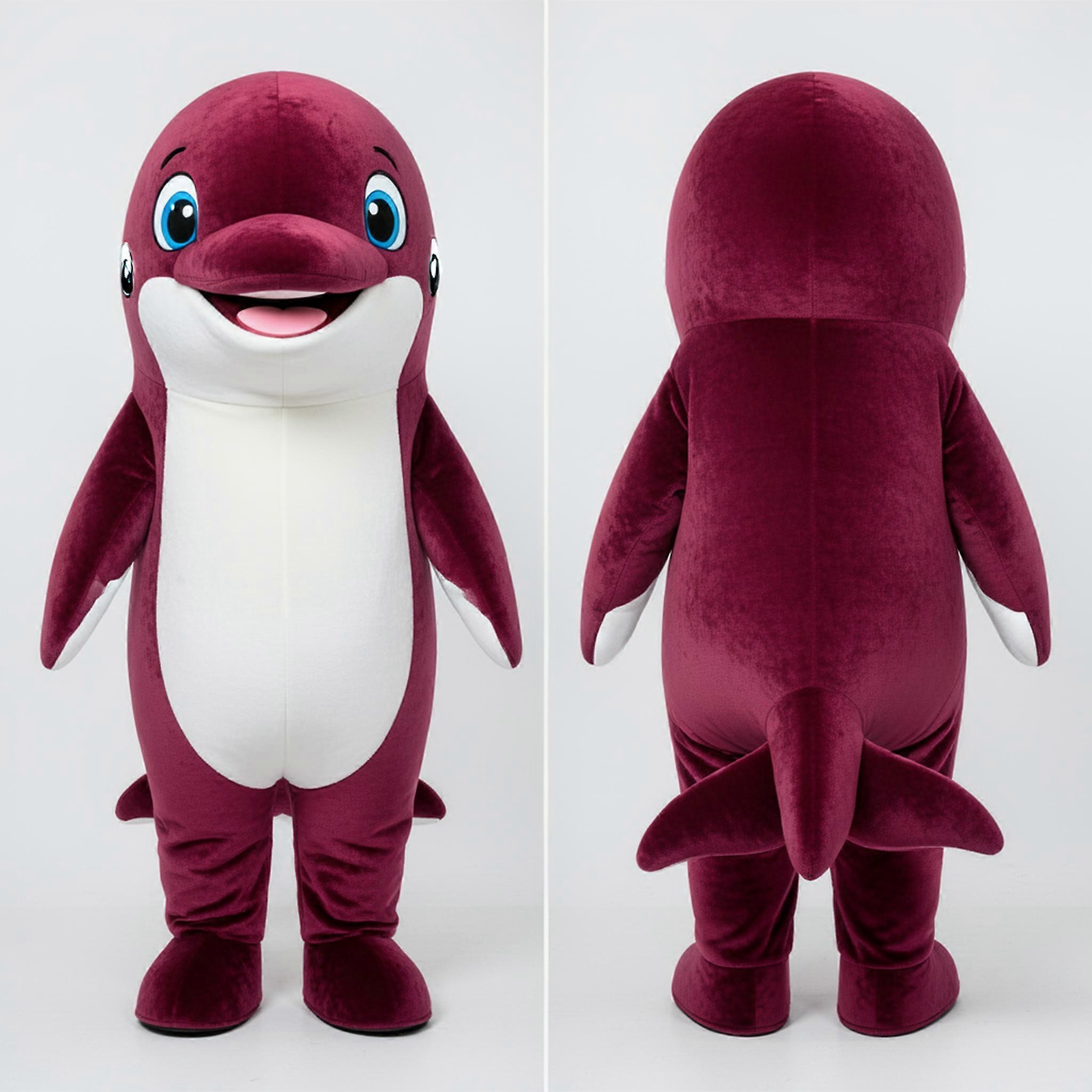 MASTICOT Maroon Plush Beluga Whale Mascot