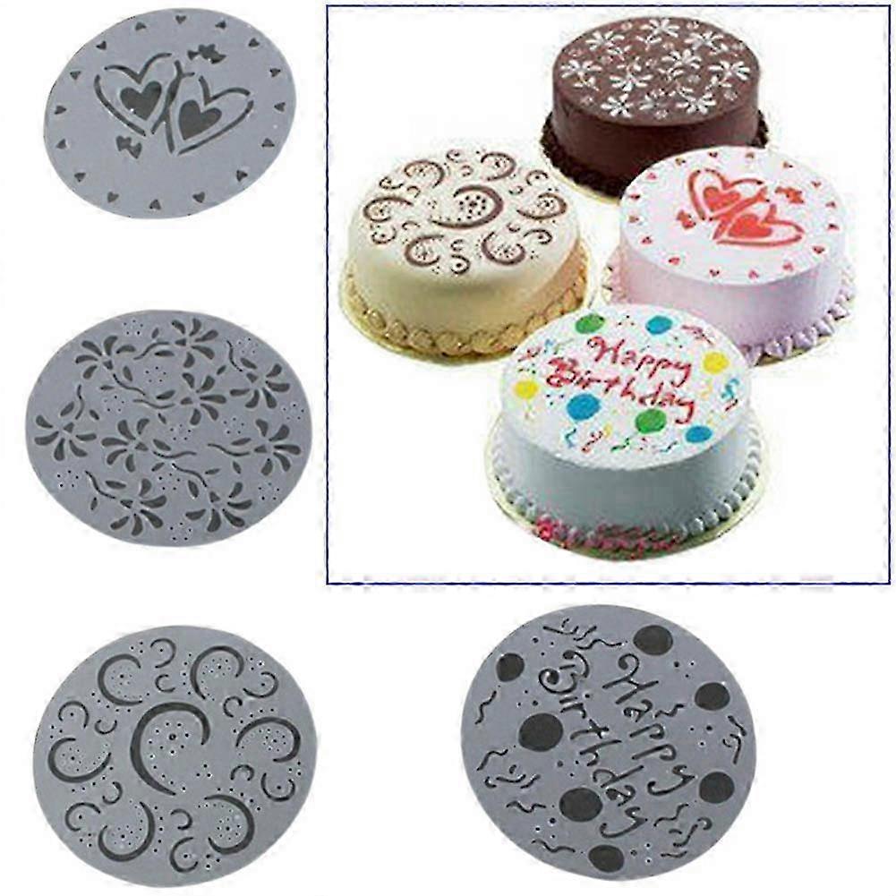 4-Piece 20cm PP Cake Stencil Set