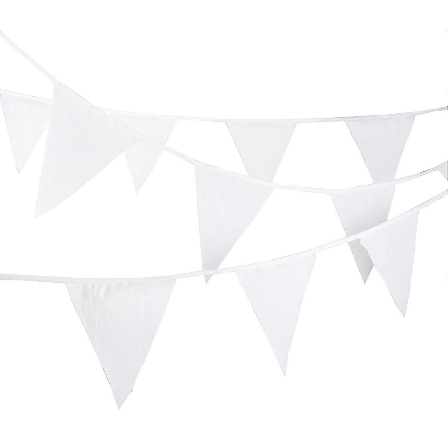 32Feet Solid White Pennant Banner Flags String Triangle Bunting Flags,DecorationsCC