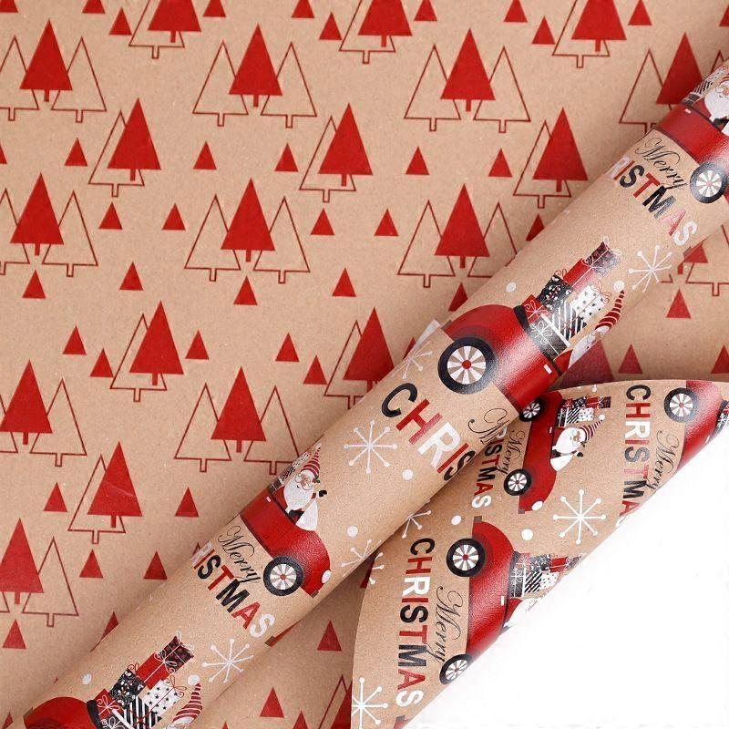 Julklappspapper Dubbelsidigt Julklapps-mnsterpapper (43CMX 300CM)