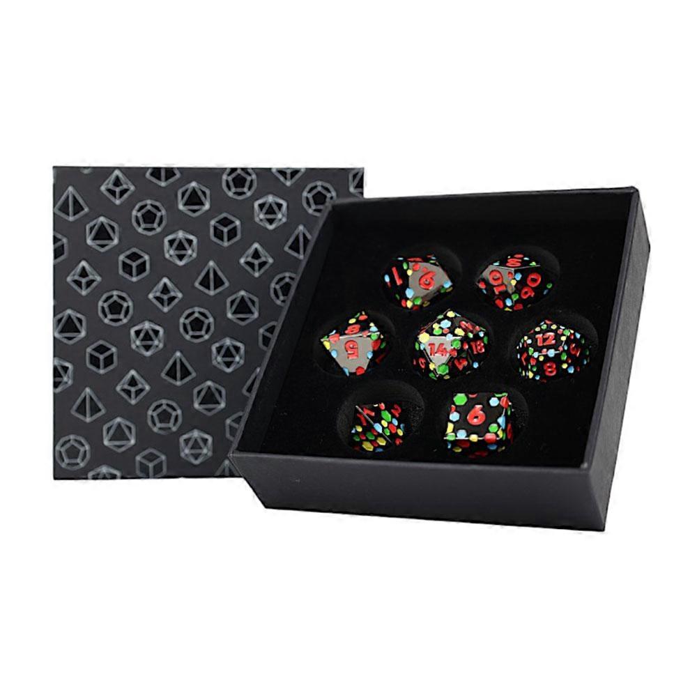 NEON LPG Inscripted Hex Role Playing Game Dice Set with Color Theme Design