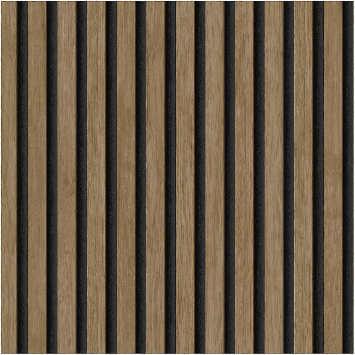 Modern Walnut Slatted Wallpaper