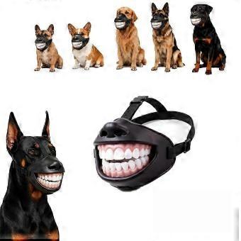 Funny Smiling Dog Muzzle With Teeth Design, Cute Pet Mouth Cover, Adjustable Comfort Muzzle For Party Photo Prop And Daily Outdoor Walking