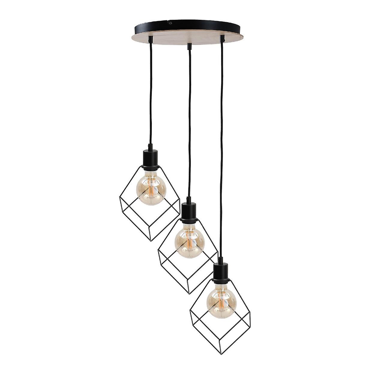 Keter Ruben Cluster Pendant Ceiling Light Wood, 32cm, 3x E27