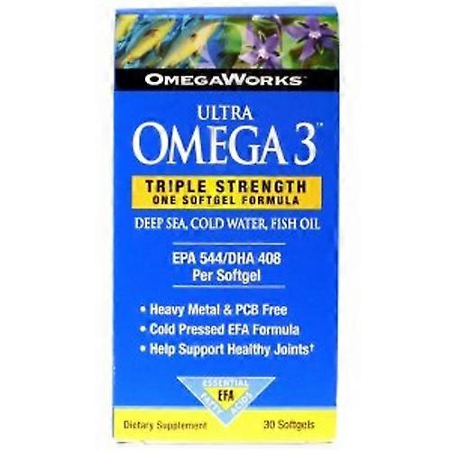 OmegaWorks Ultra Omega 3 Triple Strength, 30 Softgels (Pack of 1)