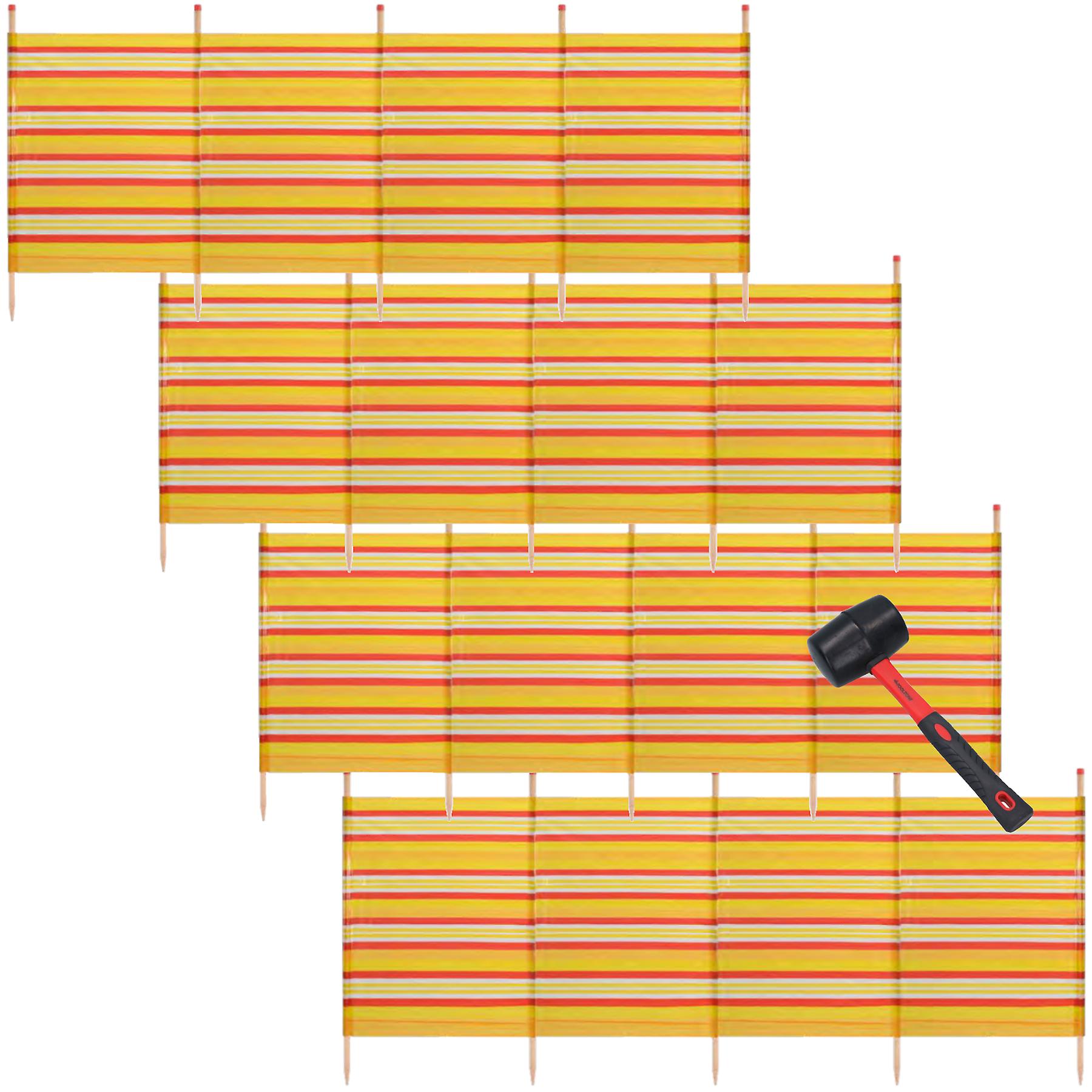 4 PACK 5 Pole Windbreak & Mallet Beach Shelter 1.2m by 2.8m Screen Stripe