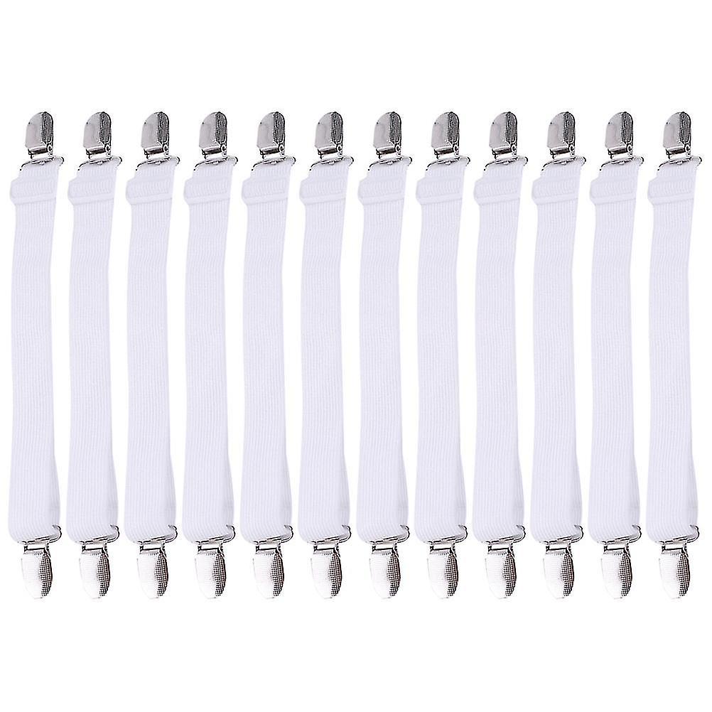 12pcs Adjustable Suspenders Gripper Elastic Strap Fasteners Clips Multipurpose Bed Sheet For Sheets 