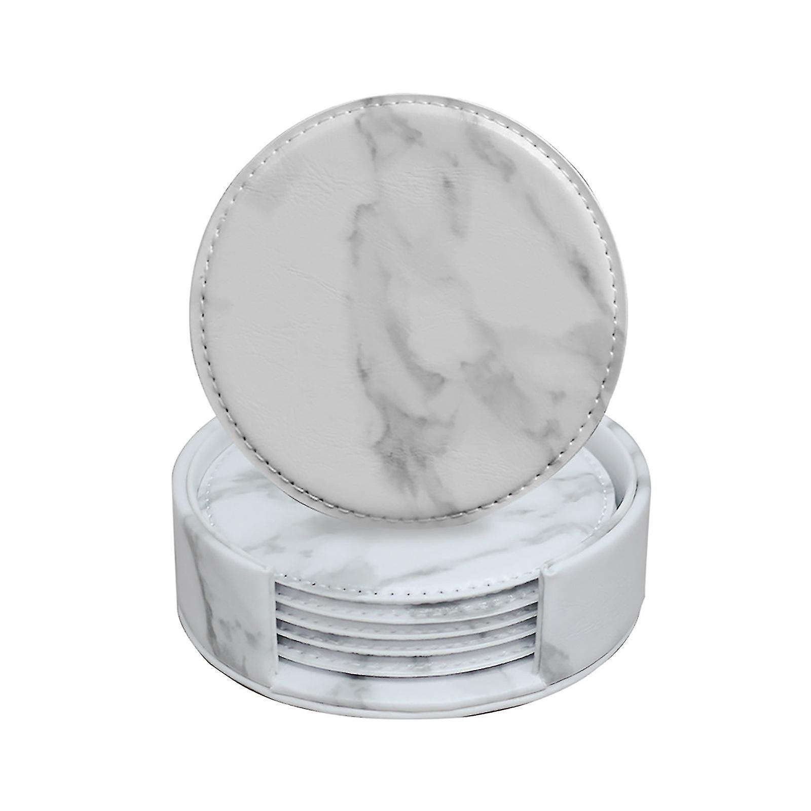 Leather Marble Coaster With Base