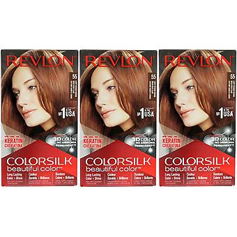 3 x Revlon Colorsilk Permanente Haarverf - 55 Licht Roodbruin