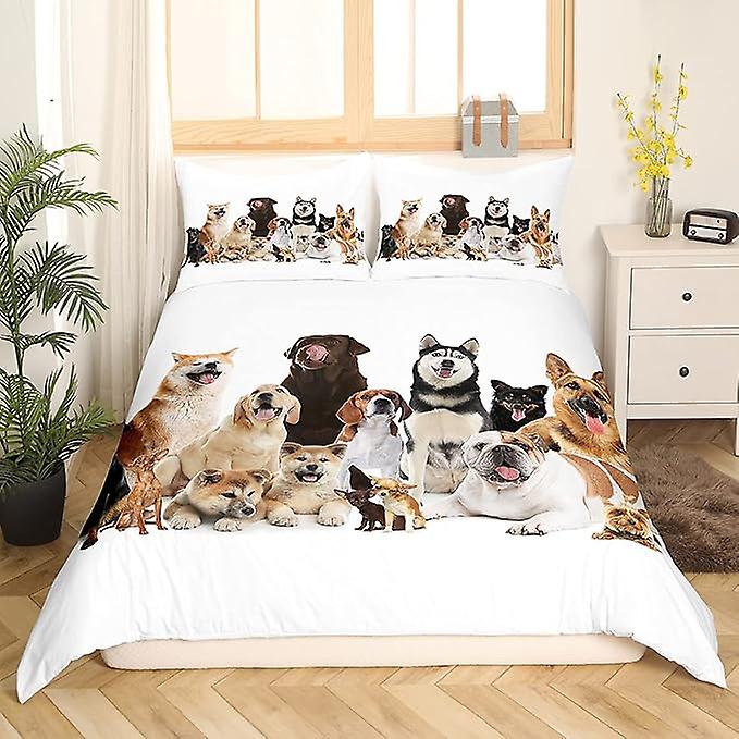 Children's Bedding Set Dog Pattern Microfibre Duvet Cover Set For