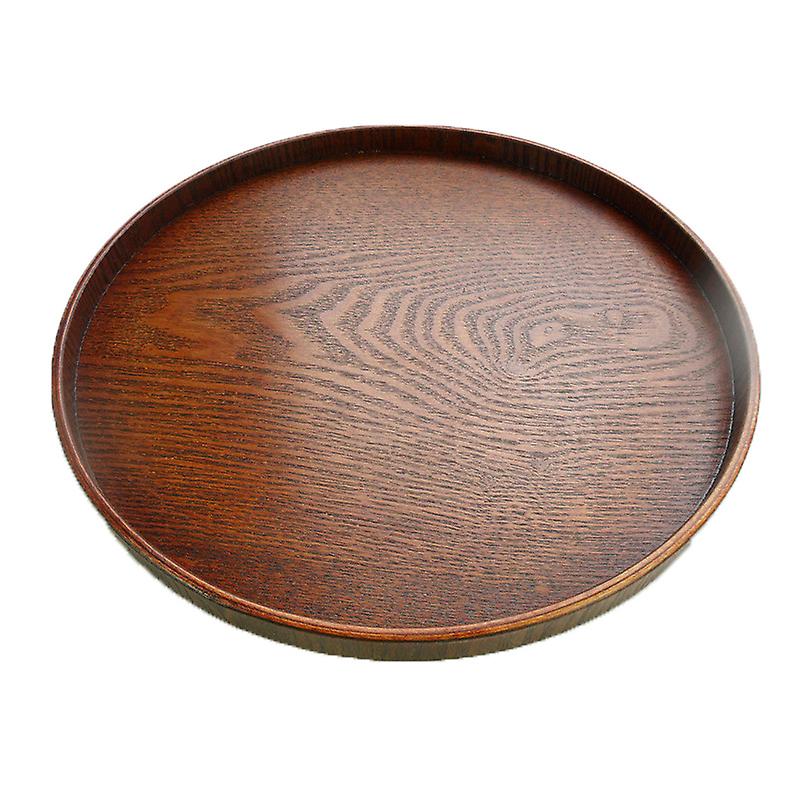 Solid Wood Round Plate Tea Fruit Food Bakery Serving Tray Dishes Platter Plate