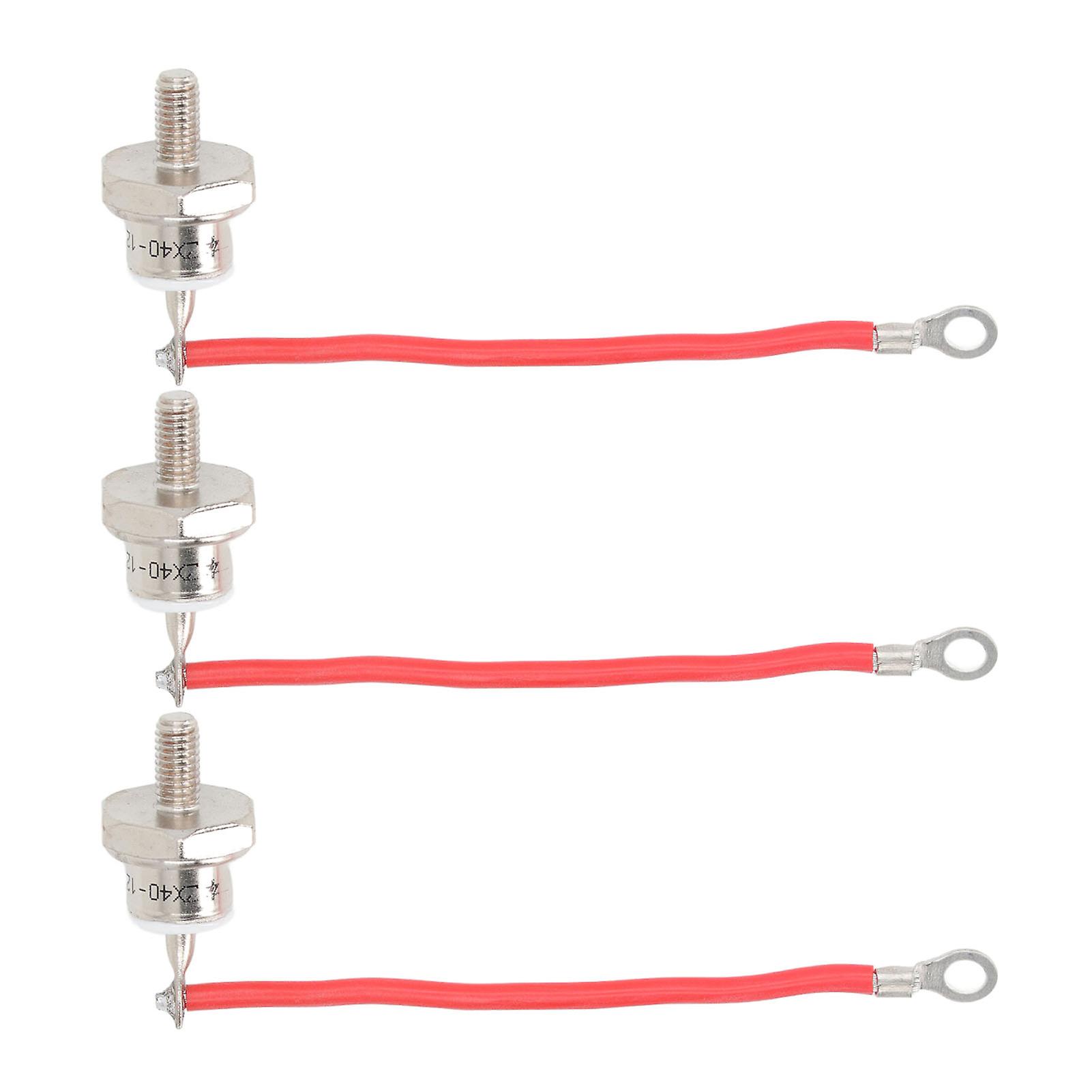 Diesel Generator Diode 3pcs Generator Rectifier Diode Professional Diesel Engine Generator Diode with Cable for Diesel Generator 40A Positive Red Line
