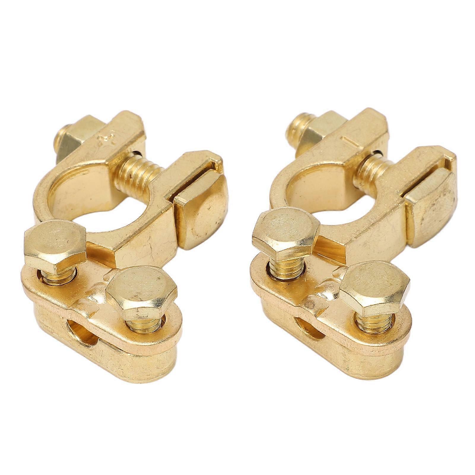 2pcs Car Battery Connector Brass Positive Negative Brass Battery Terminal For RV ATV Boat