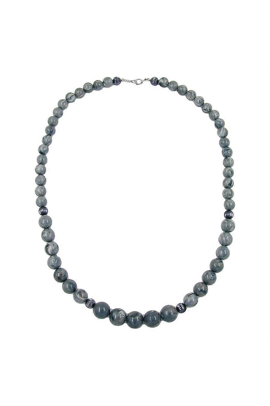 Necklace Beads Grey Marbled - Gl04418