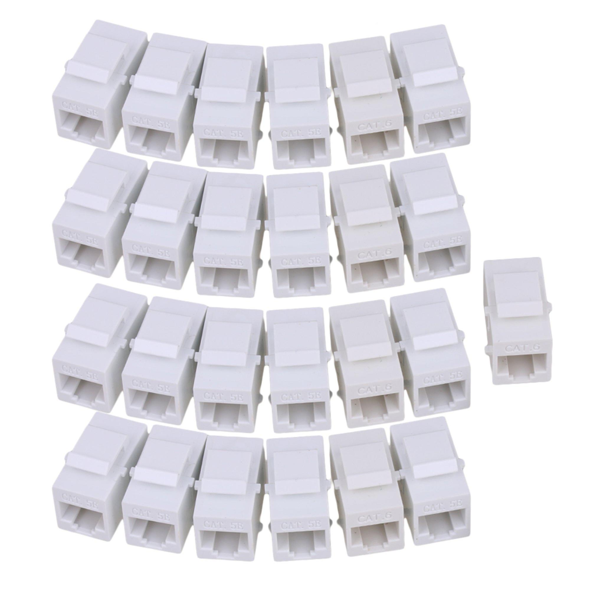 25 Piece Cat6 RJ45 Ethernet Inline Jack Coupler Keystone Latch Female to Female
