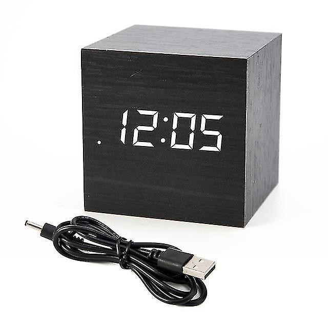 Ein schwarzes Holz weiß Led Holz Sprachsteuerung Wecker