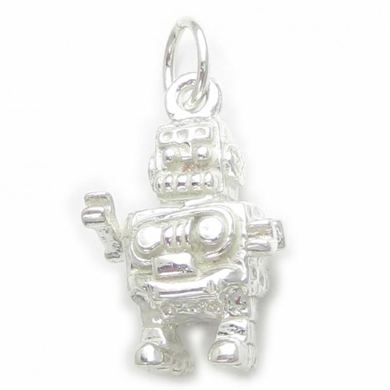 Roboter Sterling Silber Charme.925 X 1 Roboter Charms
