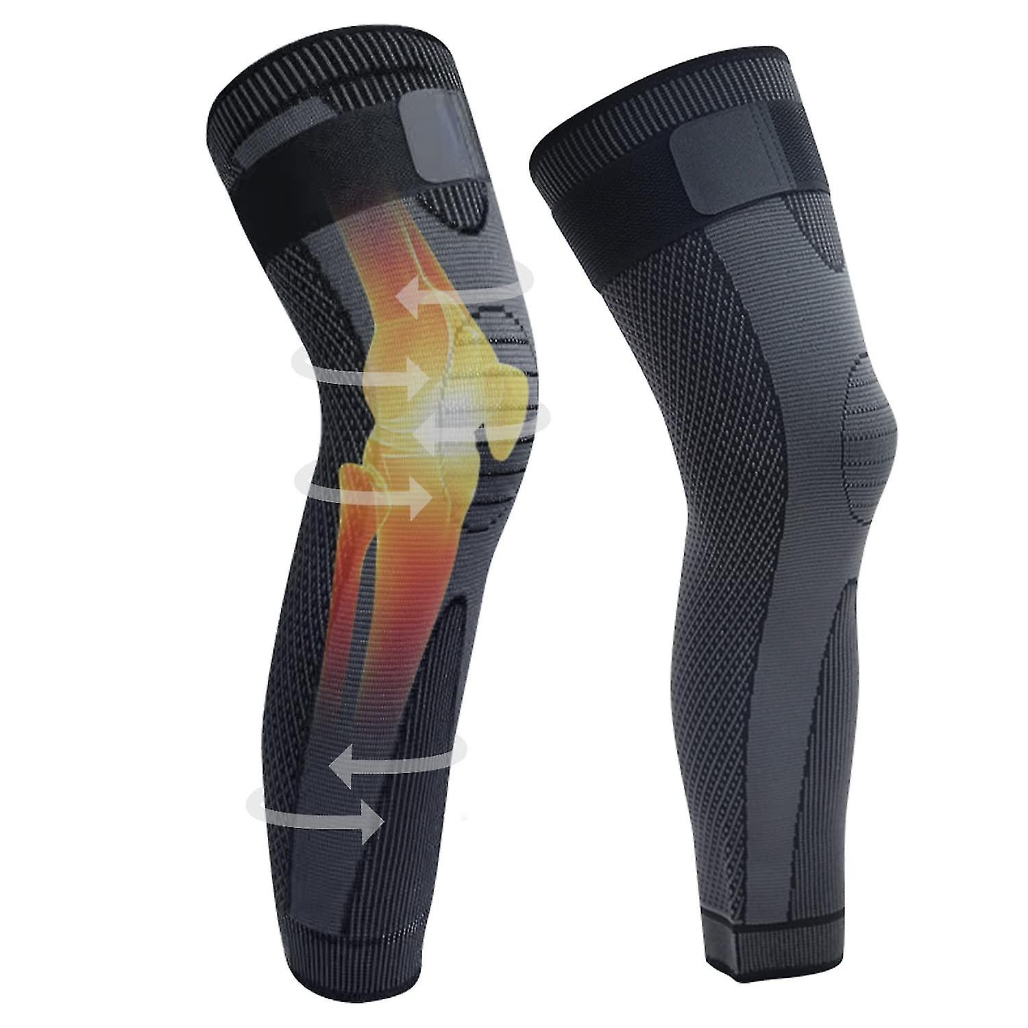Compression manches jambe complètes, manches genouillères avec sangles élastiques pour hommes et femmes, genouillères support F