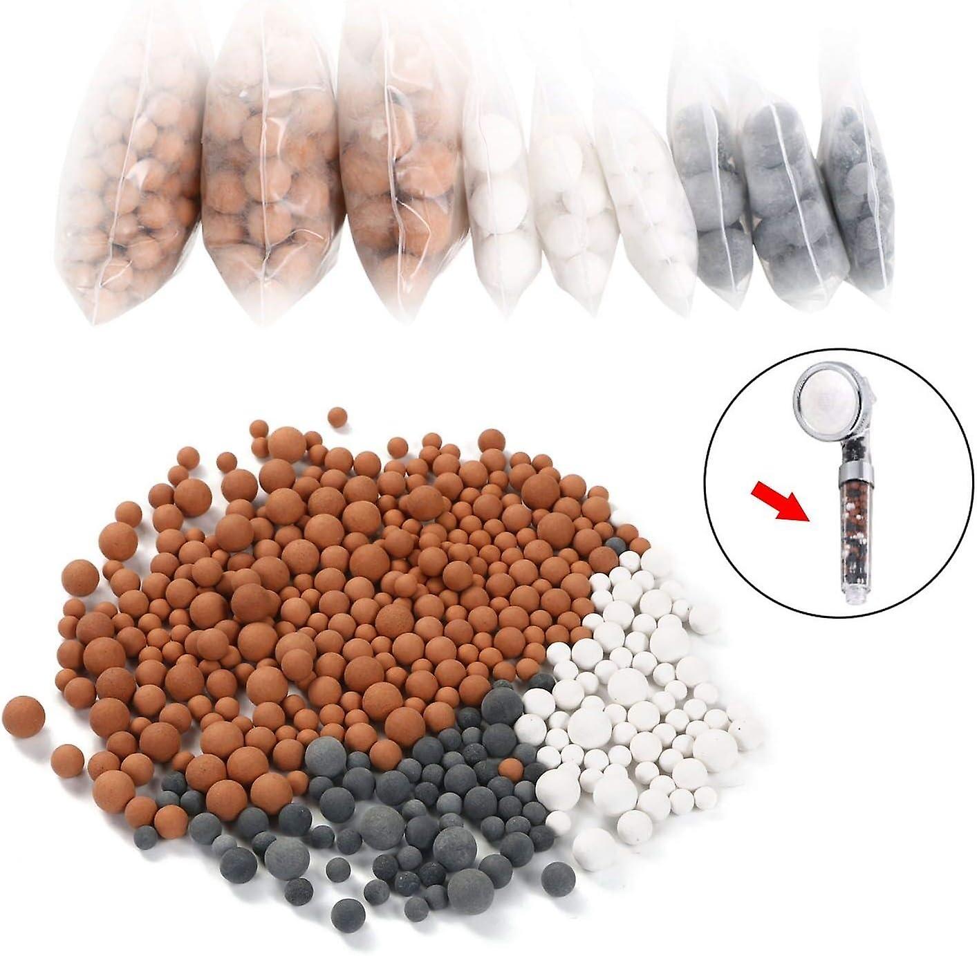 Lime Shower Head Filter, 9 Pack 3 Sizes Negative Ion Mineral Beads, For Hand Shower Ion Filter, Remo