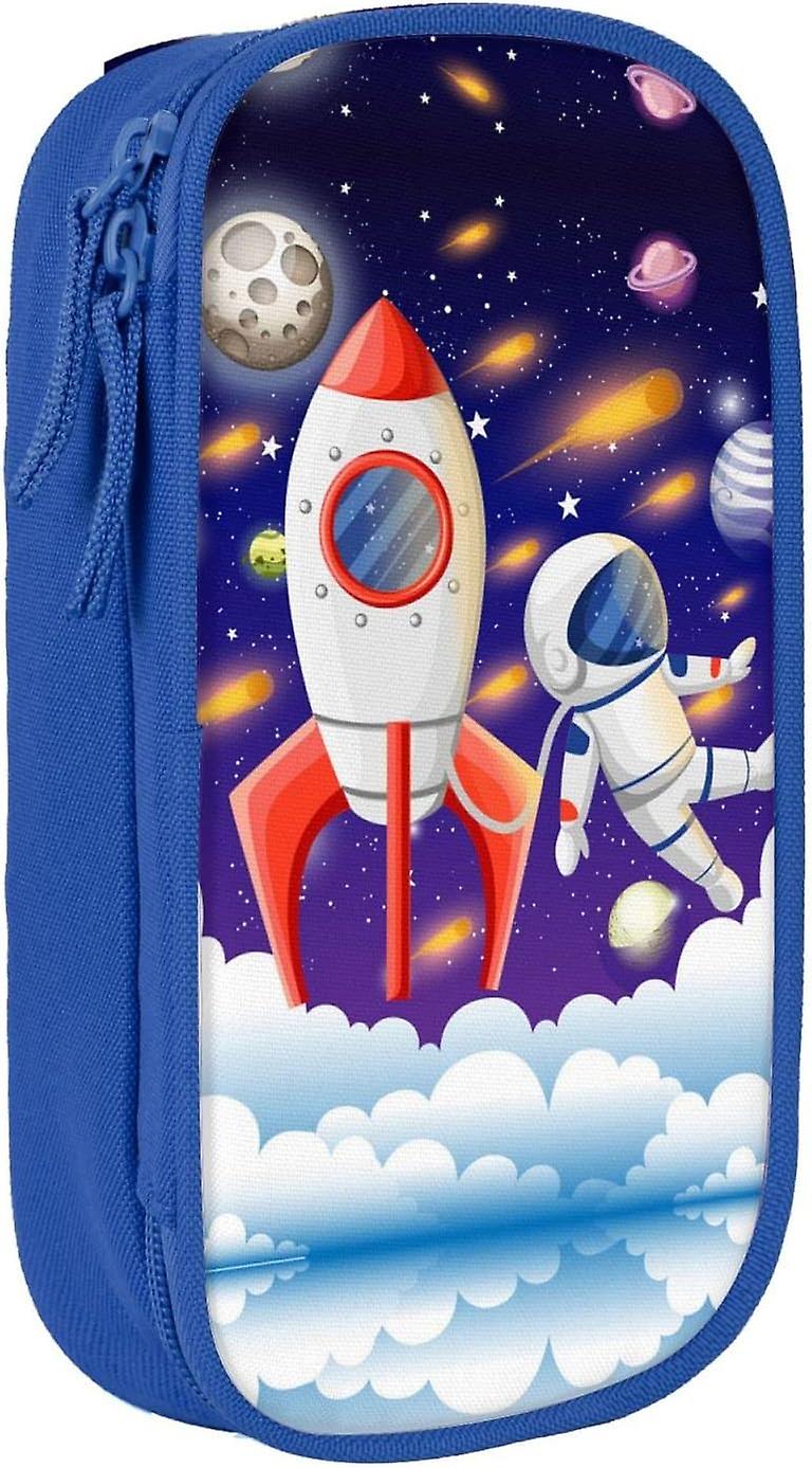 AQ426 Universe Astronaut Rocket Galaxy Drukowany piórnik o dużej pojemności, trwały piórnik Pokrowiec na pudełko z piórnikiem, dla mężczyzn i kobiet