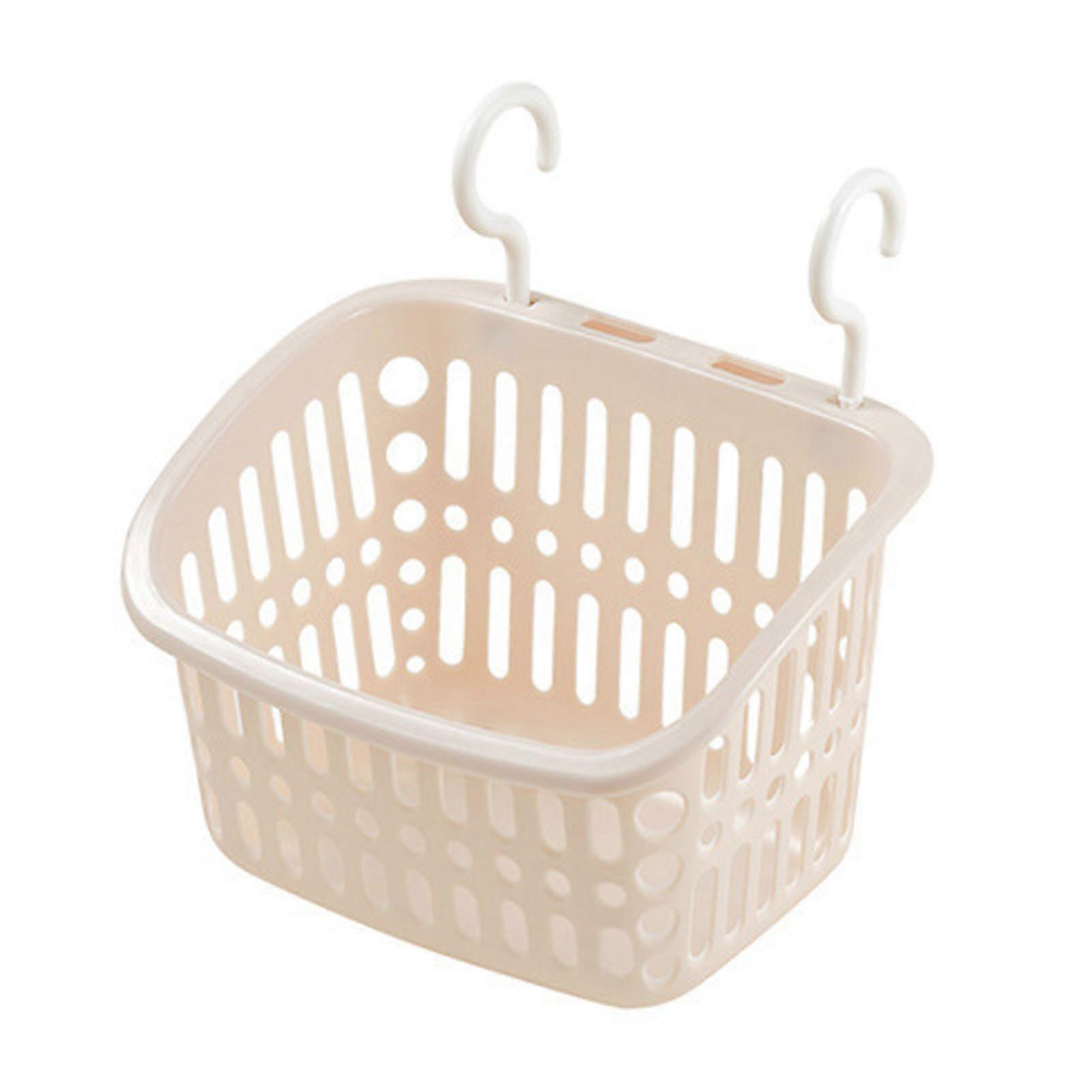Hanging Shower Caddy Sturdy Plastic Draining Holes Space Saving Simple Hanging Laundry Basket for Bathroom Kitchen Apricot
