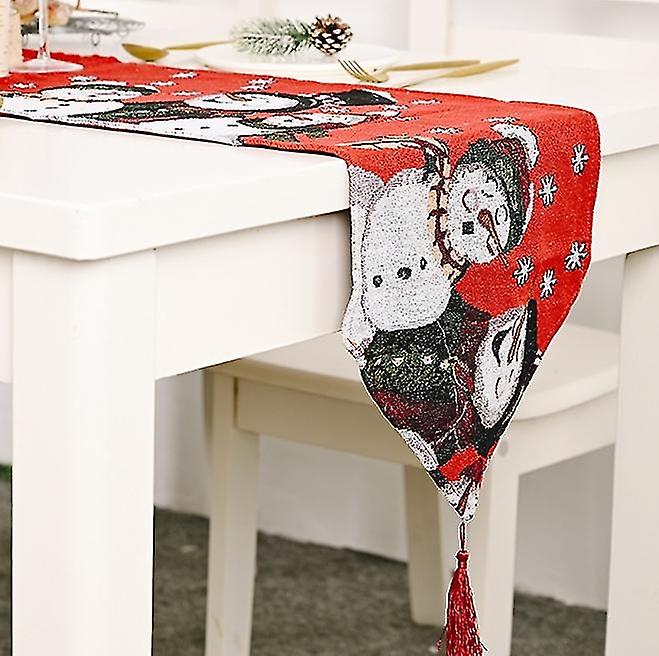 Rectangular Christmas Tablecloth Polyester 35*180m Christmas Tree Patterns for Christmas Table Decor