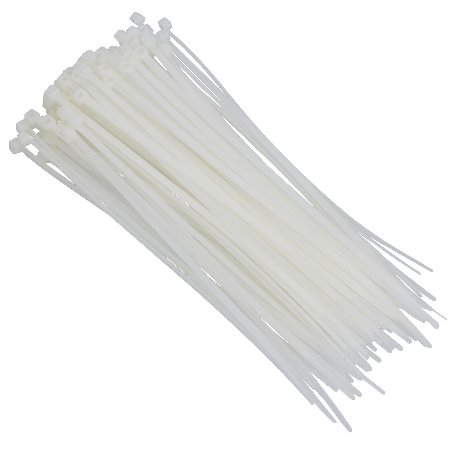 White Nylon Cable Ties Zip Ties Lock Ties 3.6mm x 200mm 100 Pack