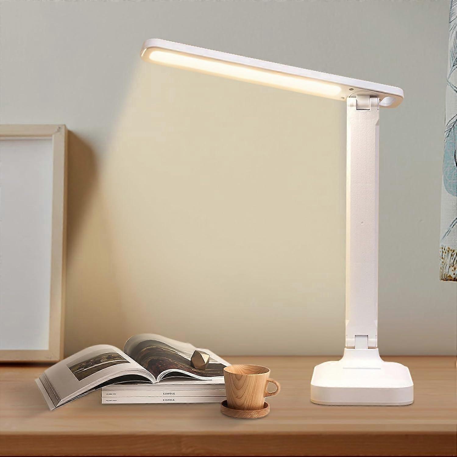 Desk lamp, LED table lamp, foldable 3 color lighting levels, USB charging, touch control