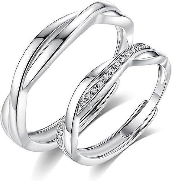 925 Sterling Silver Simple Pairing RingsThe opening is adjustable