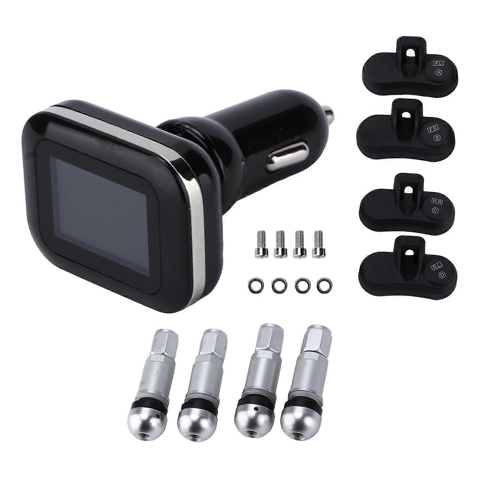 Car Tire Pressure Monitor System with 4 External Sensor Cigarette Lighter Plug Automatic for Driving Safety E2U311