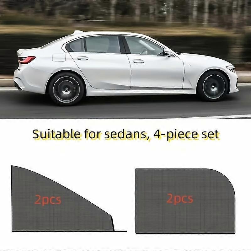 4pcs Car Anti-mosquito Net Sunshade Curtain, Car Window Curtain, Car Window Anti-mosquito Net, Anti-mosquito Sunscreen Heat Insulation Curtain, Suitab