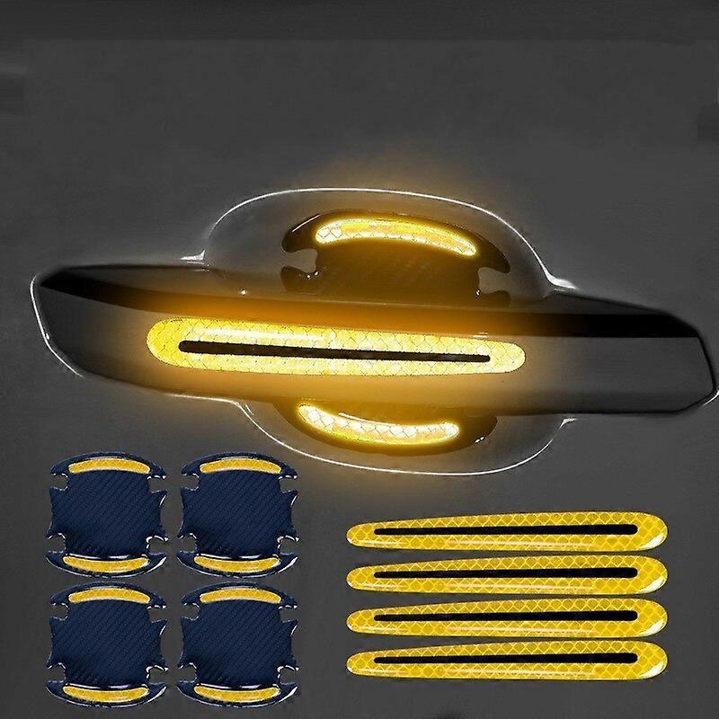 8Pcs Car Door Handle Reflective Stickers Anti-collision Strips Protection Cover Safety Anti-collision Strips Car Accessories